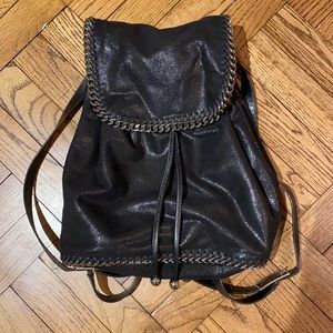 Stella McCartney black vegan leather Falabella backpack with chain detail